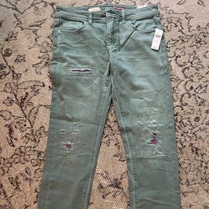 Pilcro Distressed Moss Green Boyfriend Jeans - NEW WITH TAGS!